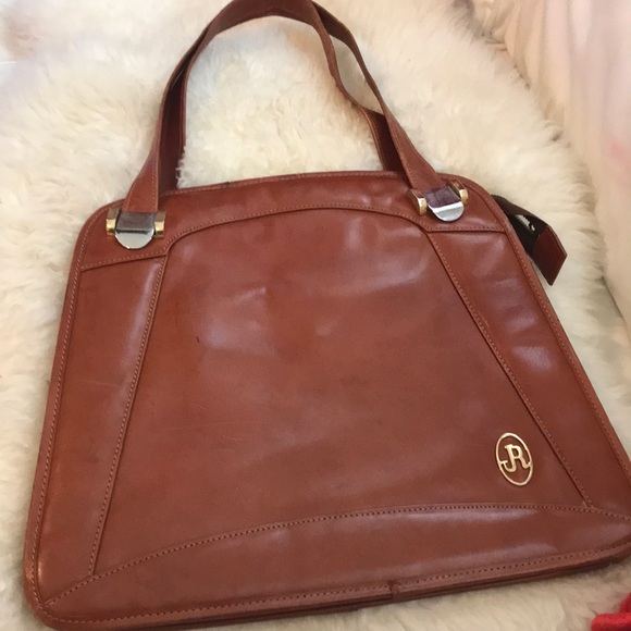Cognac brown vintage JR leather hand bag/purse - Picture 2 of 14